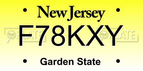 F78KXY New Jersey License Plate