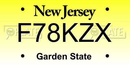 F78KZX New Jersey License Plate