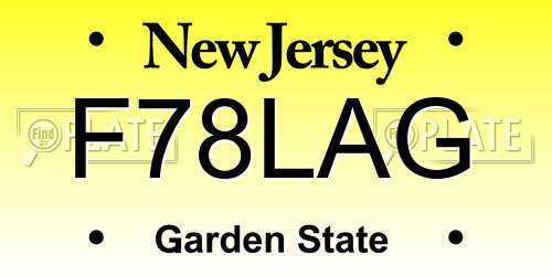 F78LAG New Jersey License Plate
