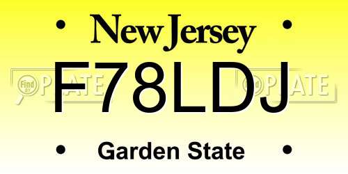 F78LDJ New Jersey License Plate