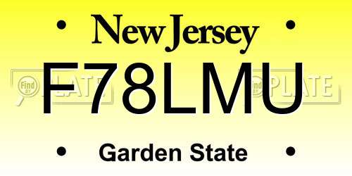 F78LMU New Jersey License Plate