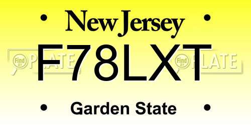 F78LXT New Jersey License Plate