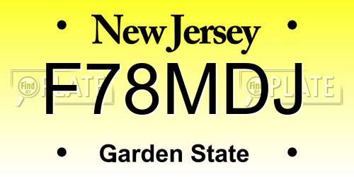 F78MDJ New Jersey License Plate
