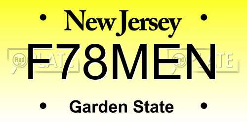 F78MEN New Jersey License Plate