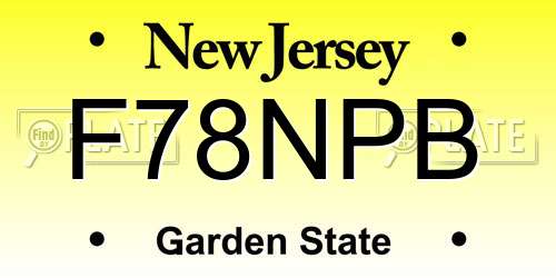 F78NPB New Jersey License Plate