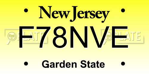 F78NVE New Jersey License Plate