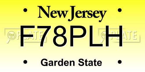 F78PLH New Jersey License Plate