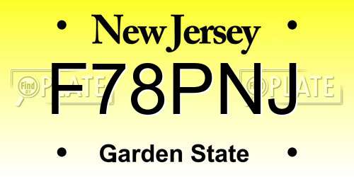 F78PNJ New Jersey License Plate