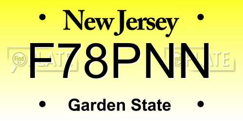 F78PNN New Jersey License Plate