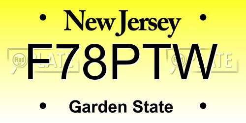 F78PTW New Jersey License Plate