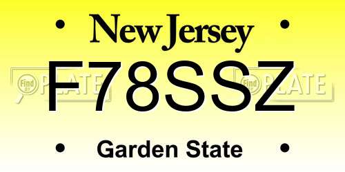 F78SSZ New Jersey License Plate