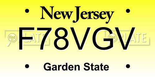 F78VGV New Jersey License Plate
