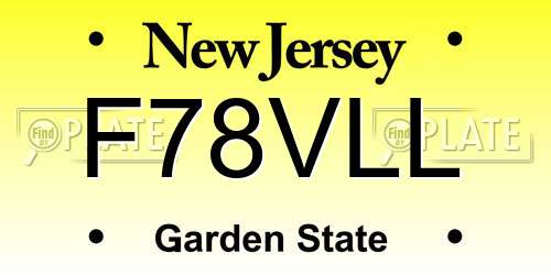 F78VLL New Jersey License Plate