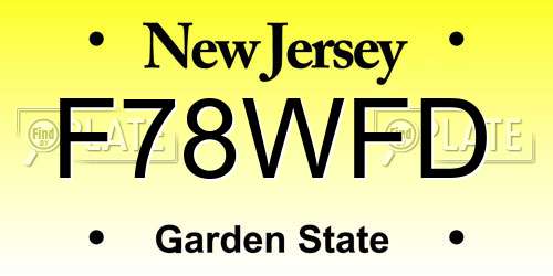 F78WFD New Jersey License Plate
