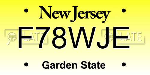 F78WJE New Jersey License Plate