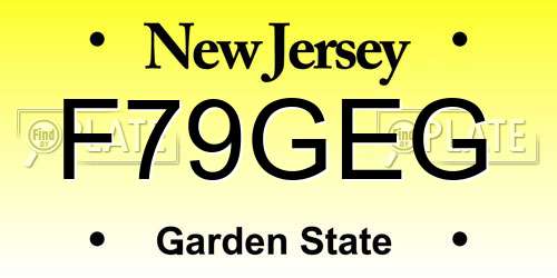 F79GEG New Jersey License Plate