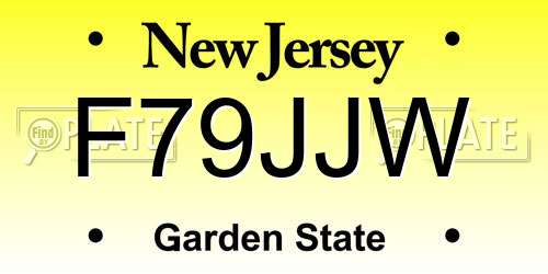 F79JJW New Jersey License Plate