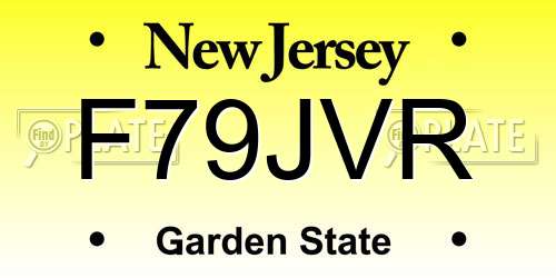 F79JVR New Jersey License Plate