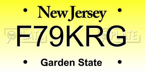F79KRG New Jersey License Plate
