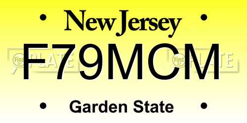 F79MCM New Jersey License Plate