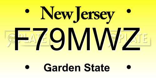 F79MWZ New Jersey License Plate