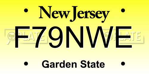 F79NWE New Jersey License Plate
