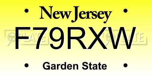 F79RXW New Jersey License Plate