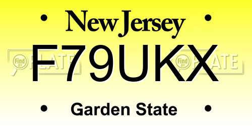 F79UKX New Jersey License Plate