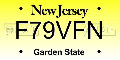 F79VFN New Jersey License Plate