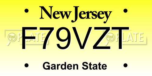 F79VZT New Jersey License Plate