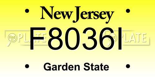 F8036I New Jersey License Plate