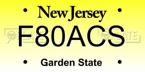 F80ACS New Jersey License Plate