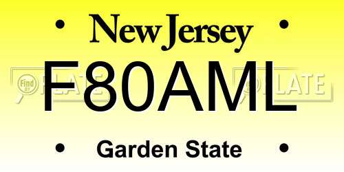 F80AML New Jersey License Plate