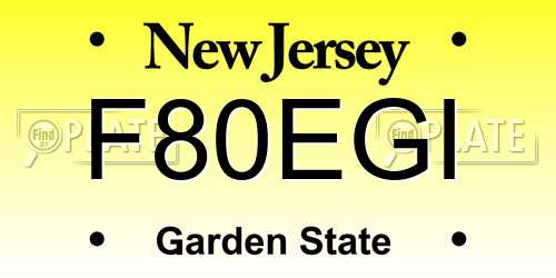 F80EGI New Jersey License Plate