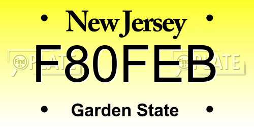 F80FEB New Jersey License Plate