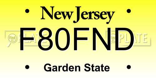 F80FND New Jersey License Plate