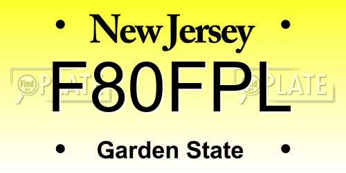 F80FPL New Jersey License Plate