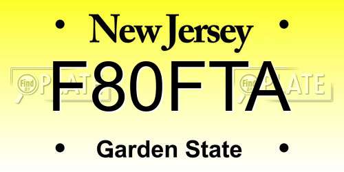 F80FTA New Jersey License Plate