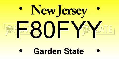 F80FYY New Jersey License Plate