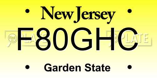 F80GHC New Jersey License Plate