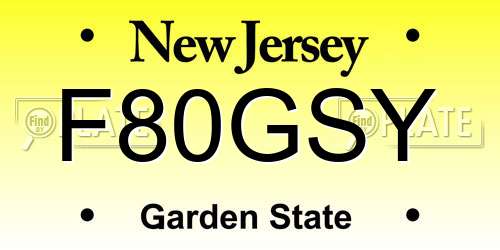 F80GSY New Jersey License Plate