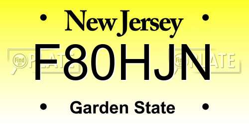 F80HJN New Jersey License Plate