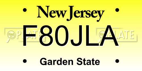 F80JLA New Jersey License Plate