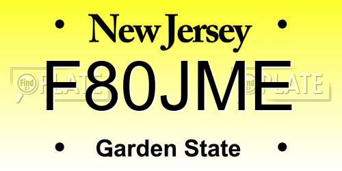 F80JME New Jersey License Plate