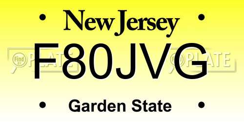 F80JVG New Jersey License Plate