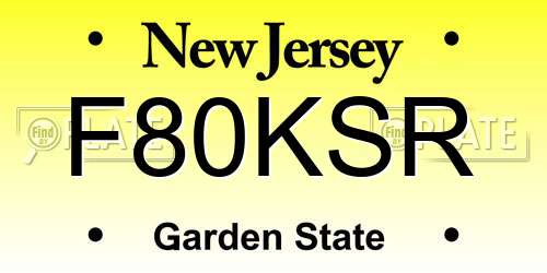 F80KSR New Jersey License Plate