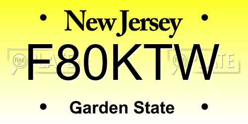 F80KTW New Jersey License Plate