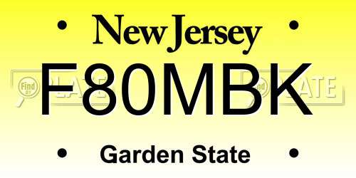 F80MBK New Jersey License Plate