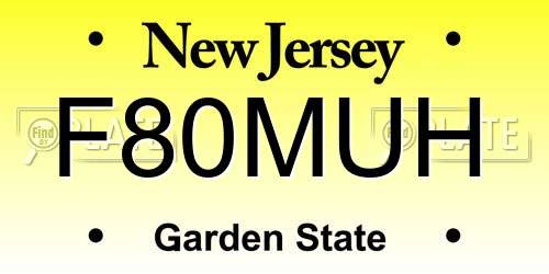 F80MUH New Jersey License Plate