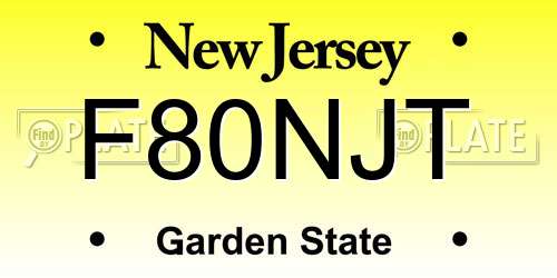 F80NJT New Jersey License Plate